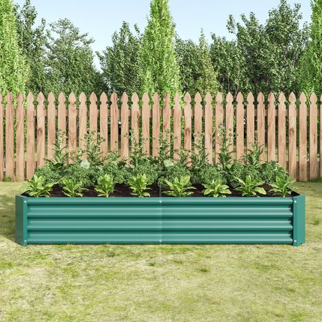 Aiuola rialzata 180 x 90 x 30 cm in acciaio, senza fondo, verde DESVIAE (1/5)