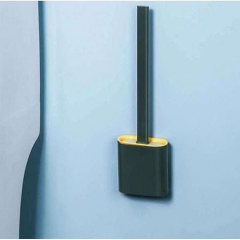 Brosse WC - Tete En Silicone TPR - Support A Secage Rapide Avec Couvercle - Installation Murale Ou Sur Sol - 1 Piece (1/4)