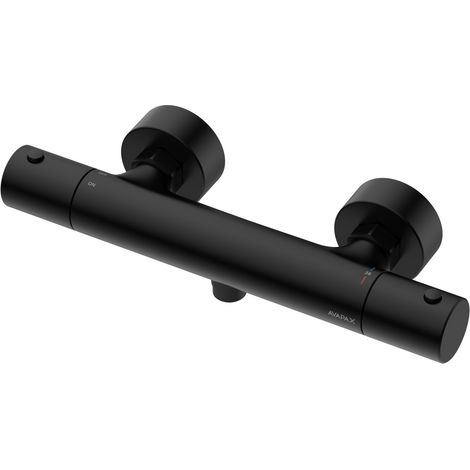 Avapax Mitigeur thermostatique de douche - Noir mat - Laiton - Protection anti-brûlure - Fonctionnement silencieux (1/2)