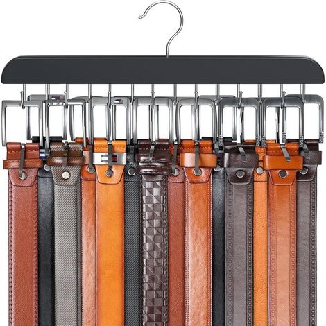 Porte-ceintures avec 14 crochets – Rotation à 360° – Organisateur de placard pour ceintures, cravates et foulards (1/5)