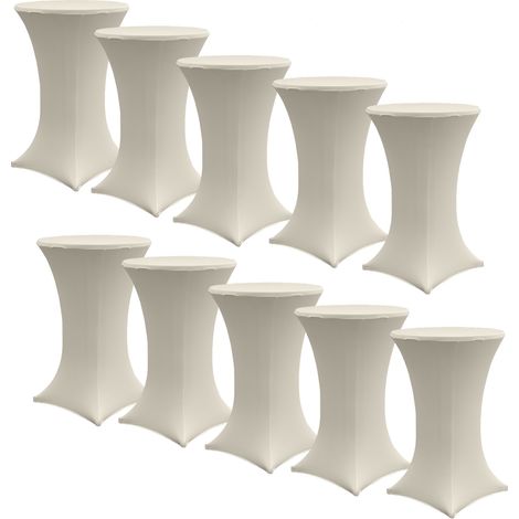 10x Stehtischhusse Stretch 70 cm beige Tischdecke Husse Bistrotisch Partytisch (1/5)