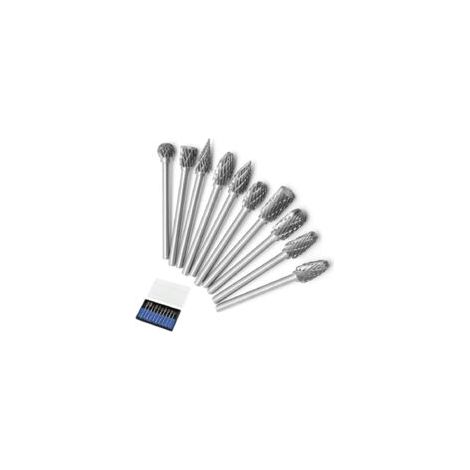 Set di 10 frese rotative a doppio taglio in carburo di tungsteno, in acciaio massiccio, gambo da 3 mm, punte a torsione per utensili rotanti Dremel - Crezuo