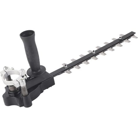 Adaptateur taille-haie pour meuleuse d'angle, accessoire conversion, ensemble avec manche, tige, clés, écrous, anneau caoutchouc, acier inox, alliage alu, plastique noir argent (1/5)