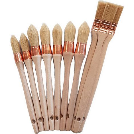 Lot de 10 brosses bâtiment réchampir et radiateur – Soies et synthétiques – Tailles 21/25/29 mm pour finition précise – Schuller