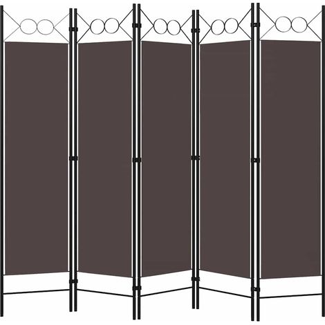 Paravent Cloison de séparation 5 panneaux, Pour Jardin, Balcon, Terrasse Marron 200x180 cm OIB8974E (1/5)