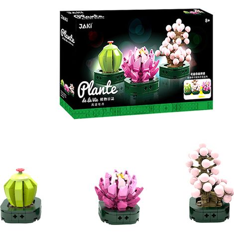 Plateau de succulentes en blocs de construction, plantes en pot, bouquet cadeau pour filles, fleurs assemblées, fleurs artificielles (1/5)