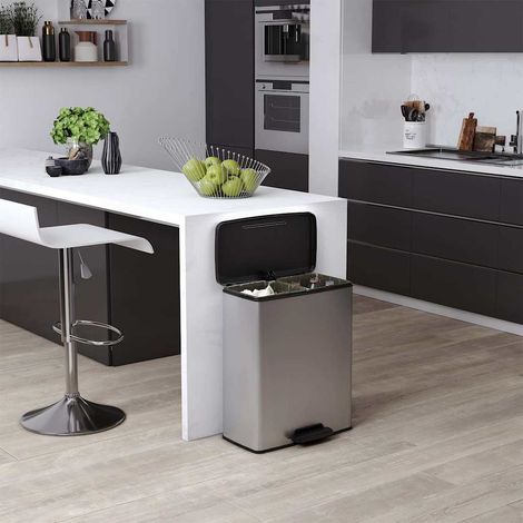 Curver Duo pedale cestino argentato 65 litri