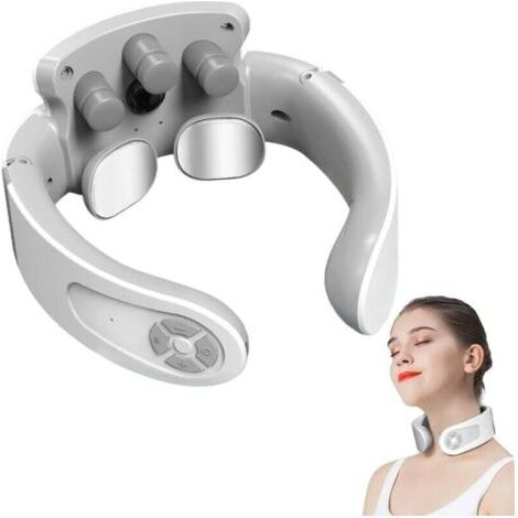 Masseur Cervical, Massage Cou Portable Vocale Intelligente avec Thérapie Thermique à 42°C, 5 Modes 15 Intensités Masseur Cervicales Portable pour Bureau et Maison, Voyage (1/5)