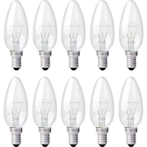 E14 40W klare, flammenförmige Glühbirne, dimmbar, warmweiß 2700K, 400 lm, Edison-Schraubsockel, 10er-Packung