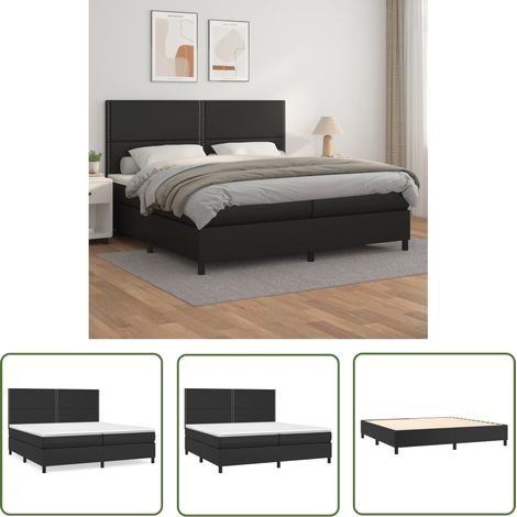 The Living Store Boxspringbett mit Matratze Schwarz 200x200 cm Kunstleder - Boxspringbett - Doppelbett - Bettenrahmen - Luxusbett - Schwarzes Bett (1/5)