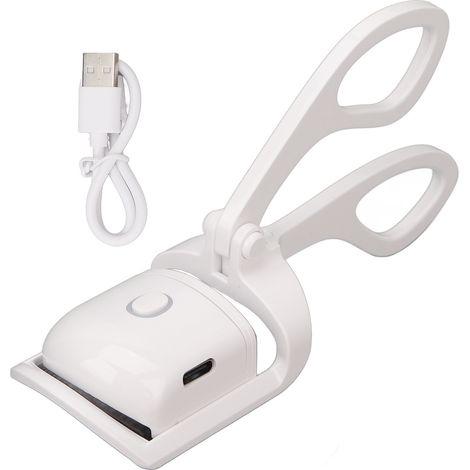 Recourbe-cils électrique blanc rechargeable USB, mini portable, chauffe à température réglable, effet longue tenue (1/5)