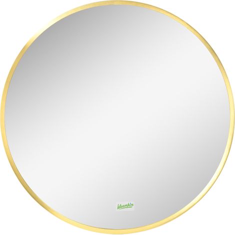 Miroir mural rond pour salle de bain, chambre, couloir, cadre en métal, couleur : or, Ø50 cm