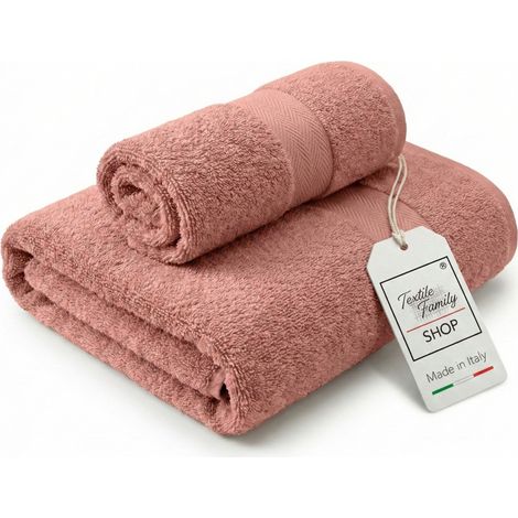 Coppia Asciugamani Viso e Ospite Fard - Spugna 100% Cotone 450 g/m² Made in Italy