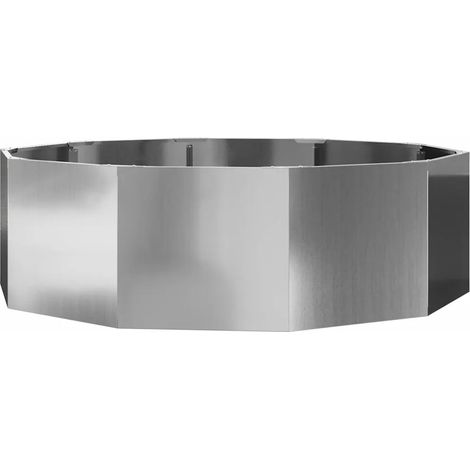 Jardinière ronde moderne de jardin extérieur 120 x 120 x 35 cm facile à déplacer en acier galvanisé argent (1/5)