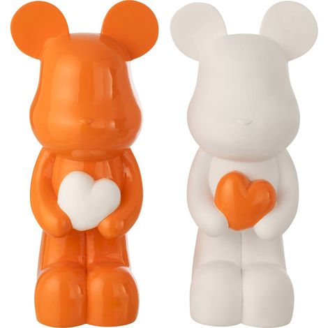 Duo de figurines ours avec cœur blanc orange - blanc et orange foncé (1/5)