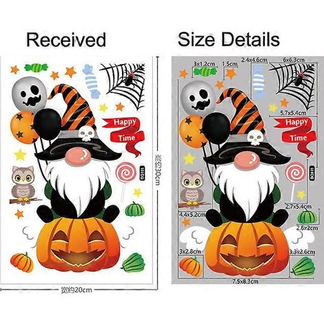 Autocollants pour fenêtre d'Halloween - Vieil homme sans visage - Citrouille - Décorations d'Halloween pour la maison 2024 - Fournitures de fête d'Halloween - Style 5