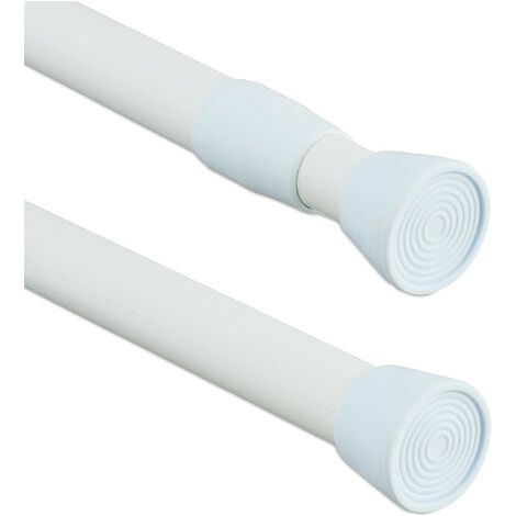 Tringle à rideau extensible 150-280 cm – Barre de serrage sans perçage – Acier inoxydable blanc – Pour douche et fenêtre (1/5)