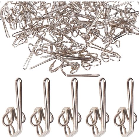 Crochets Pour Rideaux - Acier Métallique - 100 Pièces - Pour Rideaux Fenêtre Porte Douche - 11 mm x 28 mm (1/5)