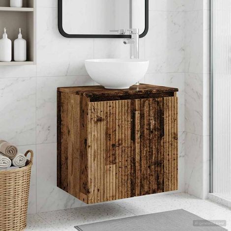 Vanidad con Lavabo de Pared Madera envejecida 49,5 x 35 x 63 cm