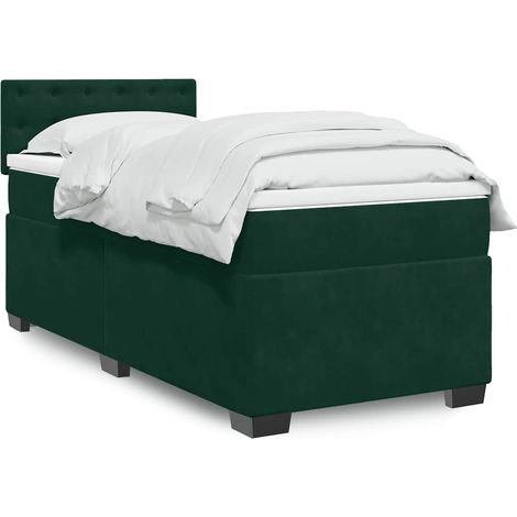 Boxspringbett mit Matratze Dunkelgrün 90x200 cm Samt