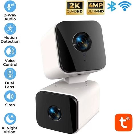 Tuya Telecamera Smart WiFi 2-in-1 2K con Doppio Obiettivo 4MP