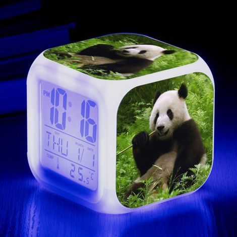 Sveglia LED ZOLGINAH Panda - Per bambini - Sveglia da comodino - Quadrata - Schermo LCD illuminato - Design Panda (18) (1/3)