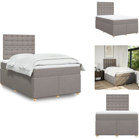 Sommier à lattes de lit avec matelas taupe 120x190 cm tissu - Sommier À Lattes De Lit - Sommiers À Lattes De Lit - Lit - Meuble De Chambre À Coucher (1/5)
