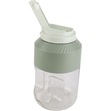 Blender portable 1L à double couvercle, utilisation efficace, sangle pratique, rechargeable et sans fil, idéal pour les voyages, la salle de sport et les fêtes (vert). (1/5)