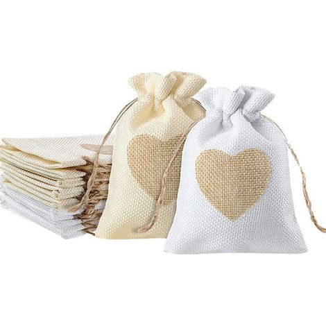 30Pcs Sachets Toile de Jute Pochettes Sachets pour Dragée Bijoux Cadeau Mariage Baptême Anniversaire 10 x 14cm (1/5)