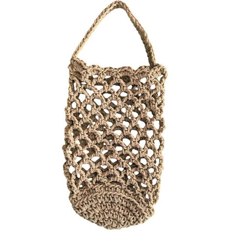 Boho-Obstkorb, gewebter Hängebeutel für platzsparende Aufbewahrung, Hängendes Gemüsenetz mit funktionalem Design, Kartoffel- und Zwiebelhalter für Landhaus, Wohnung, Eingangsbereich, Wandmontage (1/5)