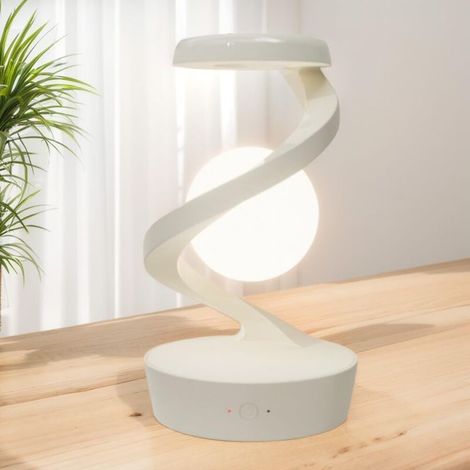 Lampe de chevet LED tactile ACKERMAN avec chargeur induction – Éclairage décoratif RGB pour chambre à coucher – Veilleuse rotative – Blanc (1/5)