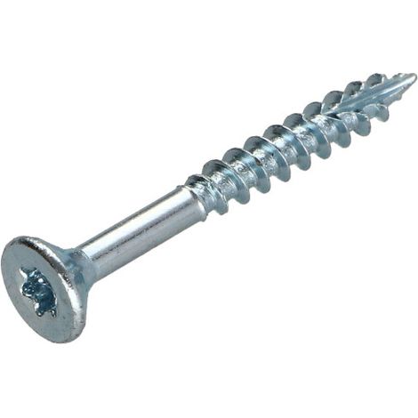 Vis bois TEKOR Tête fraisée Cranté 3.5X50 Filetée sur 30 TORX T15 Acier zingué Pointe antifendage type 17