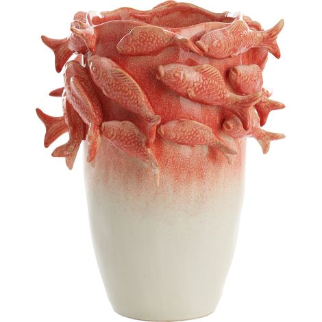 Vaso in Ceramica Coral Crème "FISH" di Light & Living 29x28x36.5