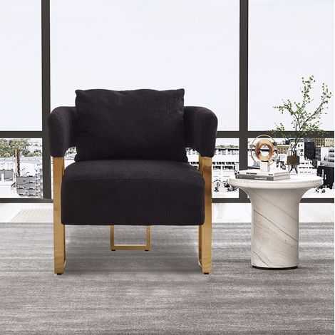 Fauteuil relax 68x68x70 cm en velours noir, design moderne et confortable pour salon FloraGrace (1/5)