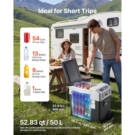 Glacière Électrique Voiture et Maison, Réfrigérateur Portable 50 L 12 V/24 V CC et 100-240 V CA, pour Camping Voyage, Mini Frigo à Compression -22 à 10 °C, Contrôle APP avec Roues et Poignée (1/5)