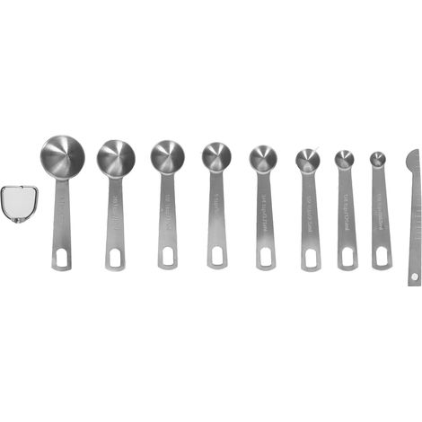 Edelstahl-Messlöffel-Set mit Skala, Gewürzlöffel-Set, Backwerkzeug für die heimische Küche, 9-teilig (1/5)