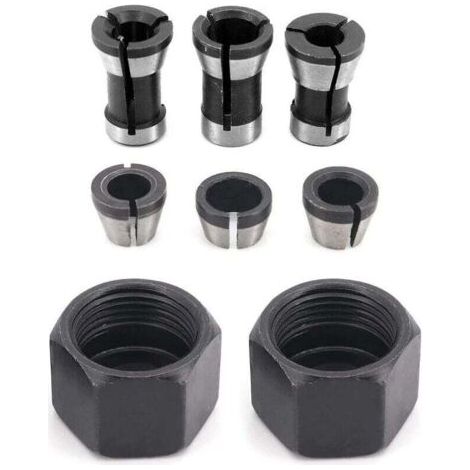 BUNTHAUS PA Aiperq 6 Pièces HSS Tête de Mandrin, 6 mm 6.35 mm 8 mm Tête adaptateur Convertisseur pour perceuses Machine de Gravure, pour rogneuse Menuiserie électrique Pince de routeur Titulaire +2 éc (1/5)