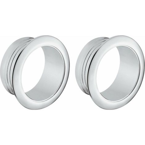 2x Rosace ronde épaisseur 19mm pour serrures espagnolettes ou à appliquer Push Lock en plastique Verrou Sécurité Rosette Meuble Porte Tiroir Placard, chromé poli (1/2)