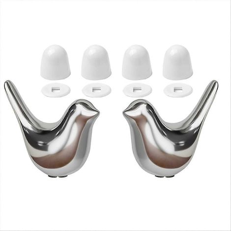 Set aus 2 Keramik-Schraubenabdeckungen mit Vogelmotiven und 4 universellen WC-Schraubenkappen, hübsche dekorative Schraubenabdeckungen für WC-Böden (1/5)