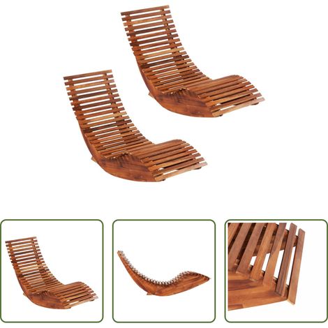 Chaise basculante - Chaises longues basculantes lot de 2 bois d'acacia (1/5)