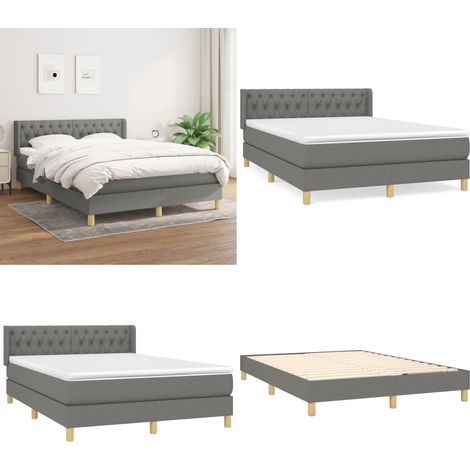Boxspringbett mit Matratze Dunkelgrau 140x190 cm Stoff - Boxspringbett - Doppelbett - Bettenrahmen - Lattenrost - Matratze - Home & Living (1/5)