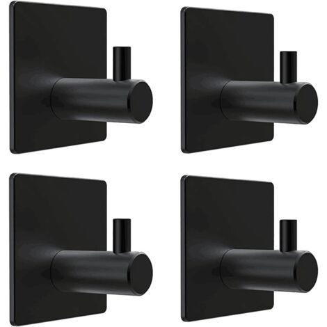 4 pièces Crochet Adhésif 3M, Crochets Muraux Autocollants Inoxydable, Acier, Inox Accroche Torchon Cuisine, Accroche Torchon Cuisine, Crochets Adhésifs 3M Crochet Noire pour Salles de Bains Cuisines (1/5)