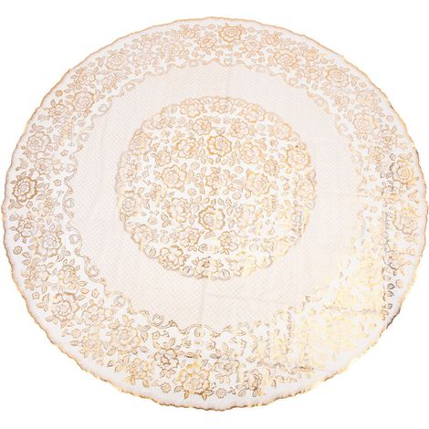 Nappe ronde en PVC dorée étanche, résistante aux taches et huiles - Protection décorative pour table