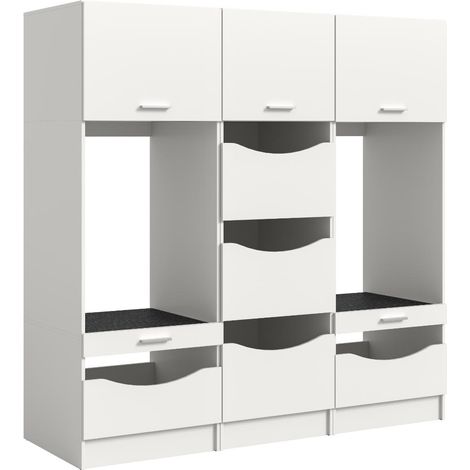 Free Waschmaschinenschrank 7 Türen, 3 Klappentüren, 2 Schubladen, 4 Regale Weiß. (1/5)