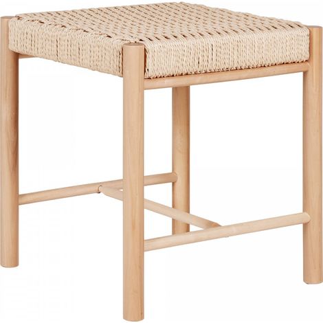 MINDY - Tabouret Hauteur 46,5 cm en Peuplier avec Assise Tressée (1/4)