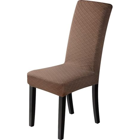 Housse de Chaise 4 pièces Couverture de Chaise de Élasthanne Jacquard Pattern Housse de Salle à Manger Universel Housse de Protection, très Facile à Nettoyer et Durable (Marron)
