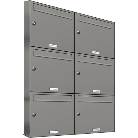 6er Premium Briefkasten Aluminiumgrau RAL Farbe 9007 für Außen Wand Postkasten 2x3 S (1/5)