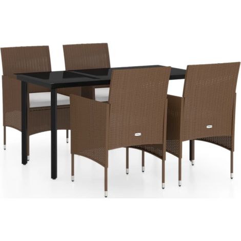 Maison Exclusive - Set da Pranzo da Giardino 5 pz con Cuscini Marrone e Nero (1/5)