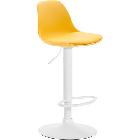 Sgabello da bar moderno e confortevole x1 seduta in plastica e PVC giallo gambe in metallo bianco 100005670