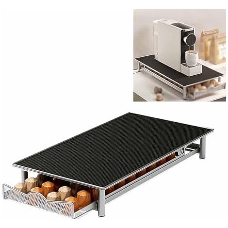 Organizzatore per capsule di caffè Nespresso con cassetti, struttura in metallo, ideale per cucine, uffici e dormitori, può contenere fino a 40 capsule di caffè, colore grigio. (1/5)